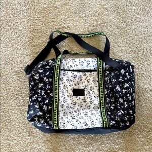 Floral Black and White Duffel Bag